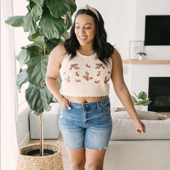 COTTAGECORE FLORAL CROPPED TANK SWEATER - Picture 9 of 11